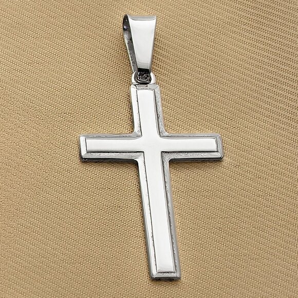 Sterling Silver Cross Pendant Necklace, 925 Solid Silver, Christian Jewelry - Picture 1 of 3